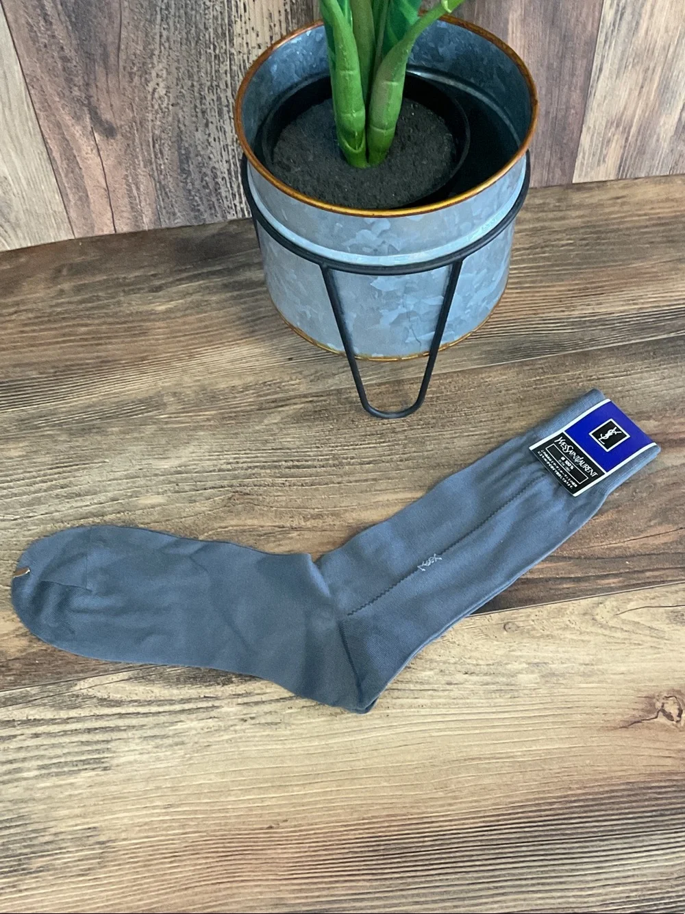 Yves Saint Laurent 2 Pair Gray & Black Men's Dress Socks NWT